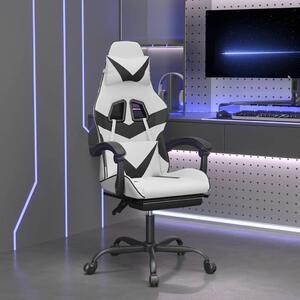 VidaXL Sedia da gioco con poggiapiedi girevole in ecopelle bianca e nera
