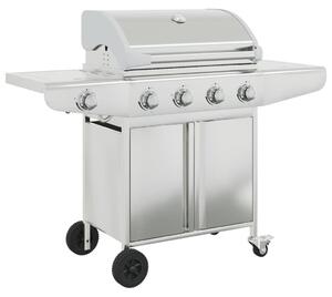 VidaXL Barbecue a gas a 5 fiamme in acciaio inox argento
