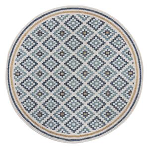 Tappeto da interno e esterno rotondo giallo e blu ø 160 cm Zia Trellis – Flair Rugs