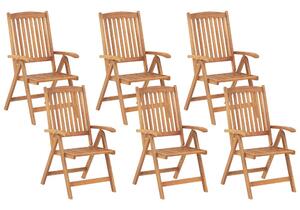 Set di 6 sedie da giardino in legno di acacia chiaro pieghevole in stile rustico resistente ai raggi UV Beliani