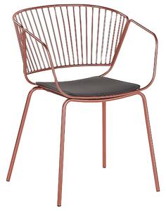 Set di 2 sedie da pranzo in filo metallico rosso rame design ecopelle Nero cuscino sedile stile industriale glam Beliani