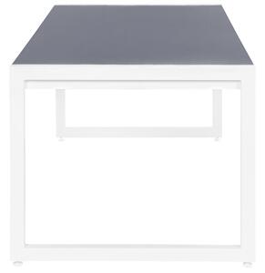 Set da pranzo da giardino Piano in vetro grigio 202 x 90 cm Struttura in alluminio a 6 posti con imbottiture per cuscino del sedile Beliani
