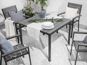 Set da pranzo all'aperto da 5 pezzi sedie da tavolo grigie a 4 posti design a doghe Beliani