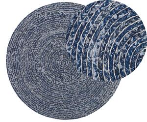 Tappeto tappetino Blu Scuro Rotondo 140 cm Boho Rustico A Spirale In Cotone Intrecciato Denim Beliani