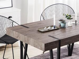 Tavolo da pranzo Piano in legno scuro Gambe a forcina in metallo Nero 180 x 90 cm Stile industriale rettangolare Beliani