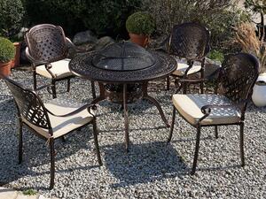 Set da pranzo per barbecue all'aperto in alluminio marrone 1 tavolo grill 4 sedie da giardino vintage Beliani