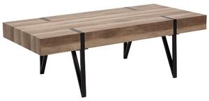 Tavolino da caffè Piano Marrone Gambe a Forcella in Metallo Nero 110 x 60 cm Stile Industriale Rettangolare Beliani