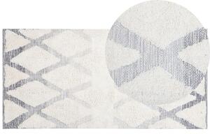 Tappeto in cotone beige e grigio 800 x 150 cm Rettangolare motivo geometrico invecchiato intrecciato a mano Beliani