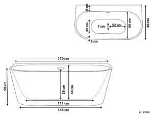 Vasca Da Bagno Rossa Sanitaria Acrilico Ovale Singola 170 x 80 cm con Sistema di Troppopieno Tubo di Scarico Design Moderno Beliani
