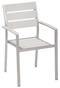 Set di 6 sedie da giardino da pranzo in plastica bianca con schienale a doghe in alluminio anodizzato set di sedie da esterno Beliani