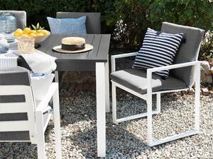 Set da pranzo da giardino in 9 pezzi Tavolo allungabile in alluminio bianco e 8 sedie con cuscini grigi Beliani