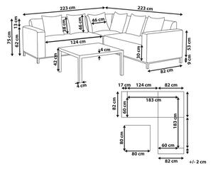 Set di 6 divani componibili per esterni con struttura in alluminio color tortora con cuscini destro Beliani
