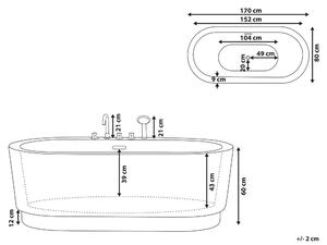 Vasca da Bagno Freestanding in Acrilico Nero Ovale con Rubinetteria 170 cm Beliani
