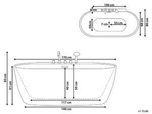 Vasca da Bagno Freestanding in Acrilico Ovale con Rubinetteria 170 cm Nero Beliani