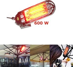 Lampada ad Infrarossi A onde Corte LUCCIOLA per l�installazione sotto gli ombrelloni, a parete o a palo 40x13,2xh 9 cm - Potenza 600 W peso 1,9 kg prodotto Italiano