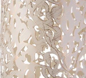 Lampada da Terra in Metallo Bianco Forma Cilindrica 73 cm Motivo Floreale Glam Beliani