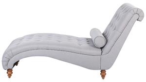 Chaise longue in tessuto grigio Chesterfield abbottonato moderno soggiorno Chaise gambe in legno Beliani