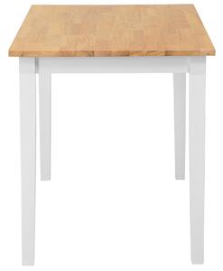 Tavolo da pranzo Tavolo da cucina in legno chiaro con gambe bianche 74 x 120 x 75 cm Beliani