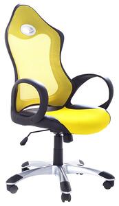 Sedia da ufficio Girevole in tessuto a rete gialla Meccanismo di inclinazione del sedile regolabile in altezza Schienale ergonomico Beliani