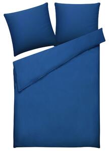 Set di biancheria da letto 155 x 200 cm in cotone a tinta unita blu Beliani