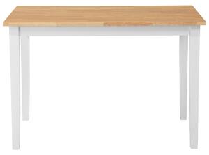 Tavolo da pranzo in legno chiaro e legno di gomma bianco 75 x 114 x 68 cm Gambe in legno Tavolo da cucina scandinavo Beliani