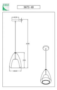 Fabas Luce Lampada a sospensione Britton, a 1 luce, grigio-trasparente, vetro