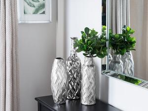Vaso da fiori decorativo argento gres porcellanato forma bottiglia 12 x 45 cm stile modern glam Beliani
