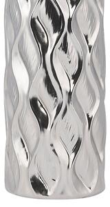 Vaso da fiori decorativo argento gres porcellanato forma bottiglia 12 x 45 cm stile modern glam Beliani