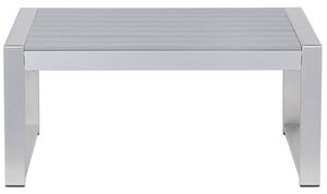 Tavolino da esterno in alluminio grigio chiaro 90 x 50 cm struttura in metallo piano sintetico moderno minimalista Beliani