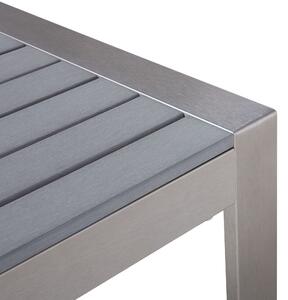Tavolino da esterno in alluminio grigio chiaro 90 x 50 cm struttura in metallo piano sintetico moderno minimalista Beliani