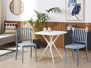 Set da bistrot in plastica blu e bianca 2 sedie 1 tavolo Mobili da giardino da giardino moderni antiruggine resistenti all'acqua Beliani
