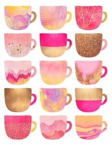 Illustrazione Pretty Pink Coffee Cups, Elisabeth Fredriksson, (30 x 40 cm)
