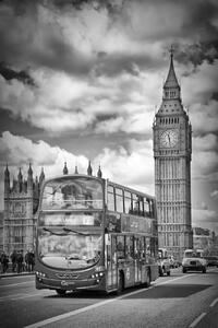 Fotografia artistica London Monochrome Houses of Parliament and traffic, Melanie Viola, (26.7 x 40 cm)