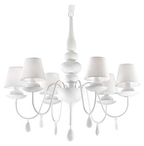 BLANCHE LAMPADARIO CLASSICO IN METALLO BIANCO O NERO CON PARALUMI DI STOFFA DISPONIBILE IN 2 MISURE