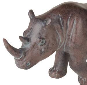 Statuetta decorativa in poliresina marrone scuro 17 cm finitura opaca Rinoceronte decorazione per accessori esotici Beliani