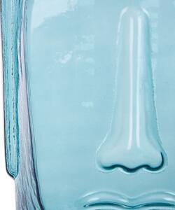 Vaso di fiori in vetro blu colorato trasparente decorativo motivo viso in vetro accessorio per la casa Beliani