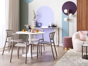 Set di 4 sedie da pranzo in plastica color tortora per interni ed esterni da giardino impilabili in stile minimalista Beliani