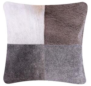 Set di cuscini patchwork in vera pelle di mucca 45 x 45 cm grigio per interni Beliani