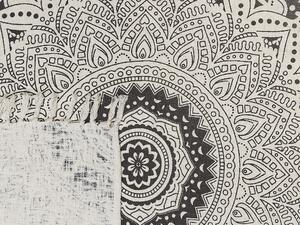 Coperta beige e nero cotone 130 x 180 cm stampa mandala motivo letto copriletto accogliente motivo floreale Beliani