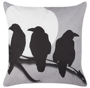 Set di 2 cuscini decorativi motivo a corvi in velluto grigio 45 x 45 cm quadrato moderno e minimalista decorazione autunnale accessori Beliani