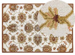 Tappeto in lana beige e marrone 140 x 200 cm a pelo lungo motivo orientale Beliani