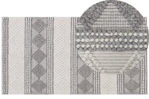 Tappeto in lana beige chiaro e grigio poliestere 80 x 150 cm intrecciato a mano motivo geometrico boho soggiorno camera da letto Beliani