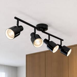 Faretto da soffitto Lindby Ovelia, nero, 80 cm, a 4 luci, E27 Ovelia Lindby, dimmerabile, Nero, Soggiorno / Sala da pranzo, Metallo, Moderno, Faretto