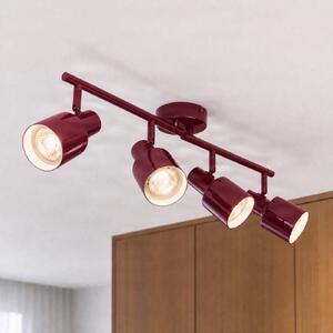 Faretto da soffitto Lindby Ovelia, rosso scuro, 80 cm, a 4 luci, E27 Ovelia Lindby, dimmerabile, Rosso, Soggiorno / Sala da pranzo, Metallo, Moderno, Faretto
