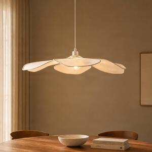 Lampada a sospensione Marjorie Lindby, dimmerabile, Bianco / Opale, Soggiorno / Sala da pranzo, Tessuto / Stoffa / Seta, Lampada a sospensione