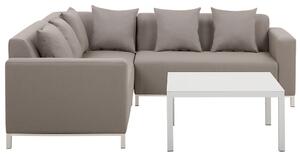 Set di 6 divani componibili per esterni con struttura in alluminio color tortora con cuscini destro Beliani