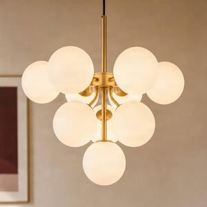 Lampada a sospensione Peyton Lucande, dimmerabile, Ottone / Oro, Soggiorno / Sala da pranzo, Vetro, Design, Lampada a sospensione