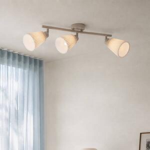 Nola Faretto da soffitto Percy, beige, a 3 luci, lunghezza 70 cm, lino Percy NOLA, dimmerabile, Crema / Ambra, Soggiorno / Sala da pranzo, Tessuto / Stoffa / Seta, Moderno, Faretto