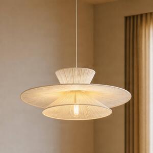 Lampada a sospensione Novie Lucande, dimmerabile, Crema / Ambra, Soggiorno / Sala da pranzo, Tessuto / Stoffa / Seta, Scandinavo, Lampada a sospensione
