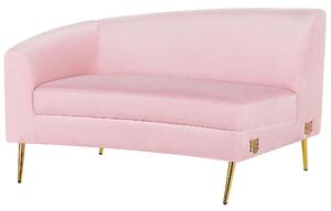 Divano 4 posti in velluto rosa seduta posteriore gambe in metallo dorato retro Beliani